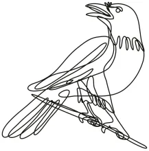 "One Line Raven Drawing: A Minimalist Approach to Intelligence and Mystery"