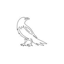 "Minimalist One Line Raven Drawing: A Study of Intelligence and Mystery"
