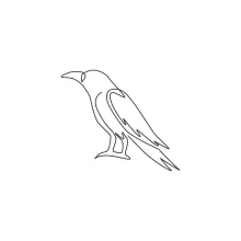 "One Line Raven Drawing: A Minimalist Interpretation of Intelligence and Mystery"