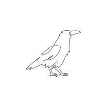 "Minimalist One Line Raven Drawing: Capturing Enigma in a Simple Form"