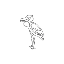 One Line Shoebill Drawing: Sketch a Prehistoric-Looking Bird with Simple Shapes