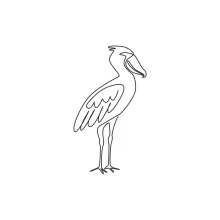 One Line Enormous Shoebill Drawing: Discover Prehistoric Bird Shapes in Simple Form