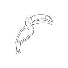"Minimalist One Line Toucan Drawing: Capturing the Bold Shape of a Tropical Bird"