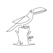 One Line Cute Toucan Drawing: Practice Big Beak Shapes with Fun Animal Art