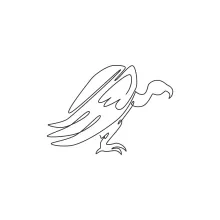 Big Vulture One Line Drawing: Sketch a Fierce Bird with Simple Shapes