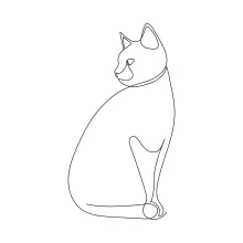 Minimalist  Line Sitting Cat – Simple Art to Practice Calm and Balance