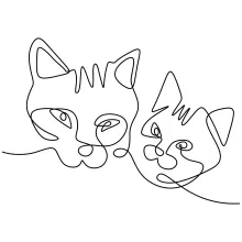 Cat Head in Simple Line Drawing: Learn Shapes and Expressions with One Line