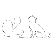 Drawing Two Cats in One Line: Practice Animal Poses with Easy Art