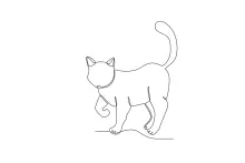 "One Line Art: Sketching a Cat with a Raised Leg in a Simple Stroke"