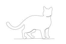 "One Line Cat Drawing: Illustrating a Feline in Its Cozy Home"