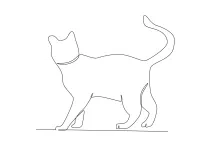 One Line Drawing of a Cat Looking Back: Practice Movement and Curved Shapes