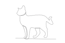 One Line Drawing of a Tall Standing Cat: Practice Vertical Animal Shapes Easily