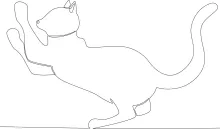 One Line Drawing of Cat Clawing Wall: Practice Sharp Angles and Active Poses