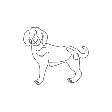 Funny Beagle One Line Drawing: Cartoonish Dog with Character