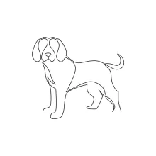 "Continuous Line Beagle Puppy Sketch: Depicting Playfulness and Poise with Minimalist Art"