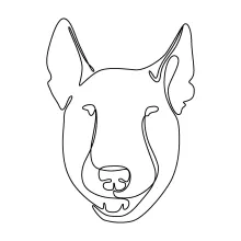 "One-Line Bull Terrier Art: Simplifying Strong Canine Features Through Minimal Sketching"