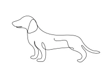 "Single Line Art Dachshund: Exploring Unique Canine Body Shapes with Minimalist Sketching"