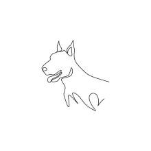 "Minimalist Doberman Sketch: Capturing Intelligence and Strength with One Line Art"