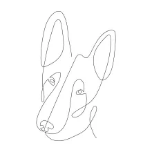 "Minimalist Dog Sketch: A One-Line Study of Playful and Recognizable Pet Figures"