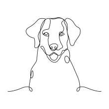"Minimalist Dog Illustration: A One-Line Study of Friendly and Recognizable Pet Forms"