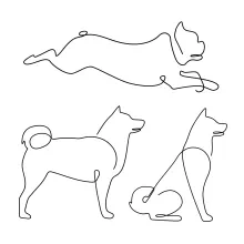Three Dogs in One Line Drawing: Fun Pet Group Drawing with Simple Techniques