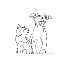 Dog and Cat in One Line: Practice Two Animal Shapes with Simple Drawing