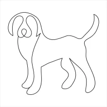 "Simple One-Line Drawing of a Pet Dog: A Quick and Fun Sketch"