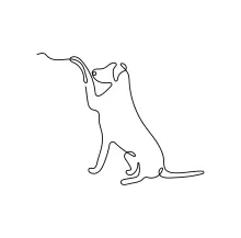 Minimalist One Line Drawing of a Playful Dog – For Clean, Clear Practice