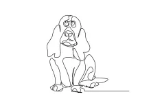 Sitting Dog in One Line: Calm Pose Made for Simple Drawing