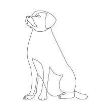 Sitting Labrador One-Line Drawing: Calm Pose of a Friendly Breed