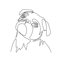 Pug Head Drawing in One Line: Practice Cute Dog Faces with Simple Shapes