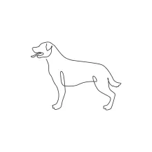 Strong Rottweiler One Line Art: Bold Dog in Basic Shape