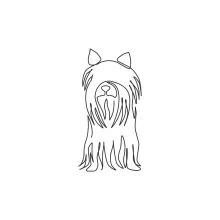 "One Line Yorkshire Terrier Illustration: Capturing Elegance and Personality with Minimalist Techniques"