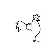 Minimal One-Line Rooster Drawing: Learn to Sketch with Bold Bird Shapes