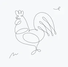 Simple Rooster Drawing in One Line: Easy Practice for Farm Bird Shapes