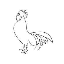 Simple Rooster One-Line Drawing: Easy Art Practice with a Farm Animal Theme