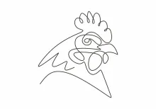 Fun and Simple Rooster Drawing in One Line for Kids and Adults