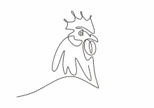 Easy One-Line Rooster Drawing for Kids and Beginners