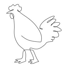 Simple One-Line Rooster Drawing: Fun Farm Bird Art with a Learning Focus