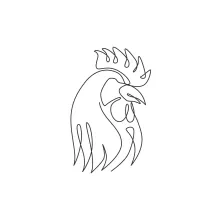 Easy Rooster Drawing with One Line: Great for Practicing Bold Animal Shapes