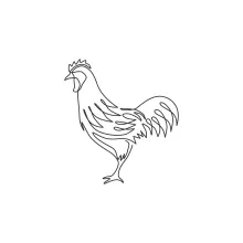 One-Line Drawing of a Rooster: Explore Farm Animal Shapes in a Simple Style