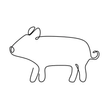 One-Line Pig Drawing Tutorial: Learn to Draw Farm Animals in a Simple Style