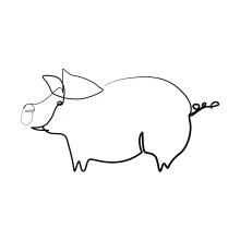 Simple One-Line Pig Drawing: Great for Exploring Round Animal Shapes