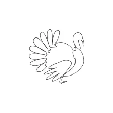 Easy One-Line Turkey Drawing: Practice Farm and Forest Birds Using Simple Shapes