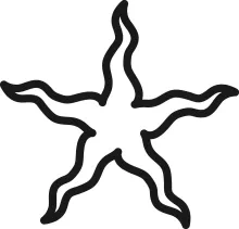 Sea star with five arms drawn using one line