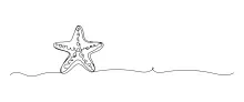 Simple line sea star sketch from ocean nature