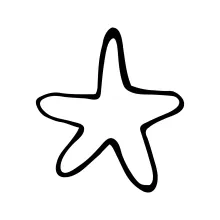 Simplified sea star drawing using one line method