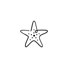 Starfish with five arms drawn in single line style
