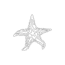 Sea star in marine habitat drawn in one simple line