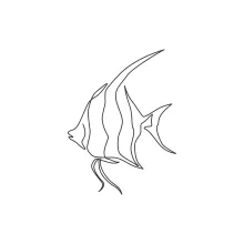 One-Line Drawing of Adorable Freshwater Angelfish: Learn Large Fin Shapes with Ease